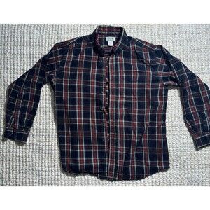 L.L. Bean Flannel Shirt Mens Large Plaid Button Down Cotton Traditional Fit
